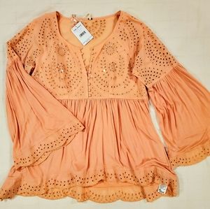 Free People Sea of Love Bell Sleeve Tunic Sz M NWT